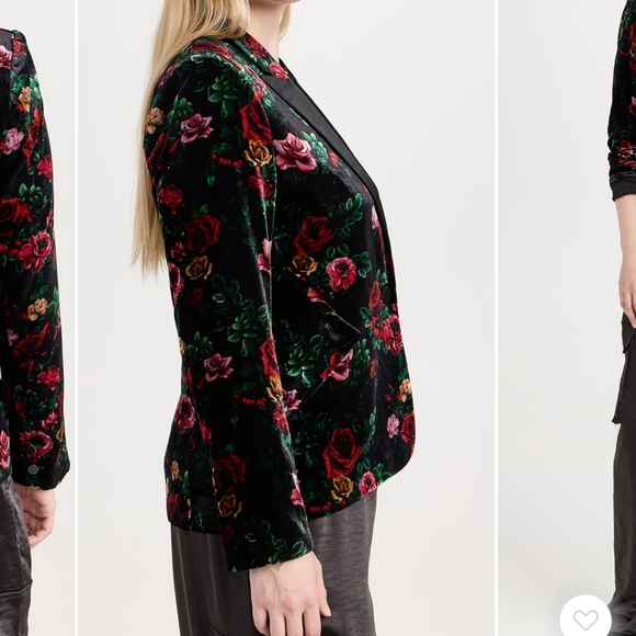 L'Agence Chamberlain Vintage Bouquet Velvet Blazer (size 0) - Picture 3 of 13